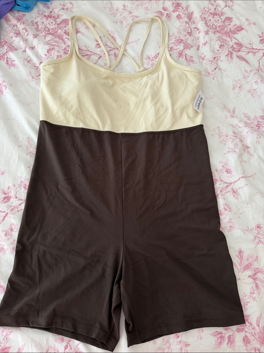 Old Navy Cream Top with Dark Brown Bottom Strappy Romper